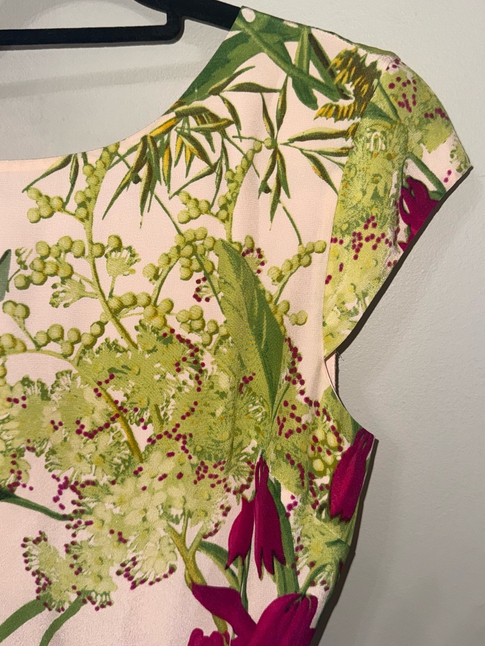 Ted Baker London Pale Pink Midi Dress with Fuchsia & Green Floral Print - Picture 9 of 13